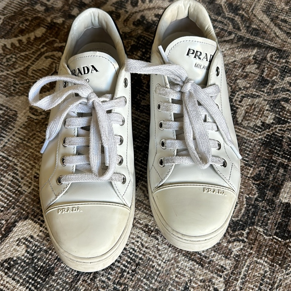 Authentic Prada Leather Sneakers 37.5